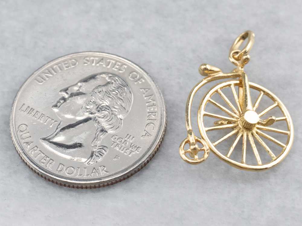 18K Gold Penny-farthing Moving Charm - image 7