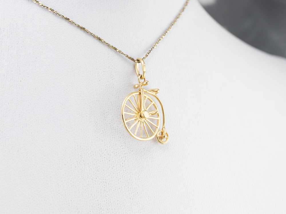 18K Gold Penny-farthing Moving Charm - image 8