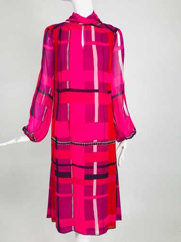 La Mendola Couture Hot Pink Silk Chiffon Modernist