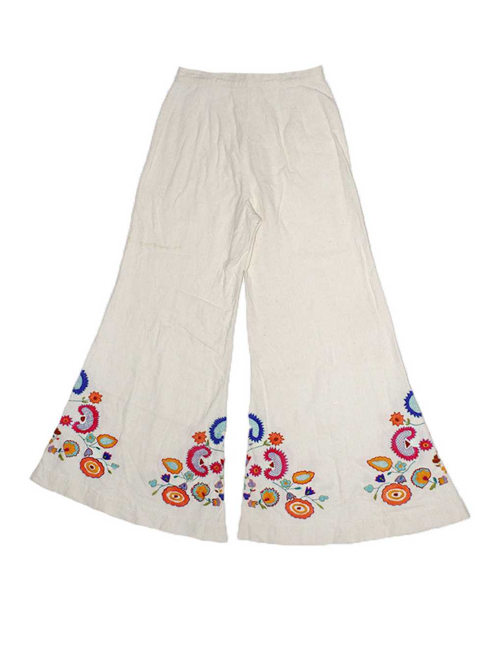 Vintage 70's Hand Embroidered Bell Bottoms - image 2