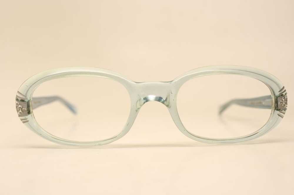 Unused Blue Oval Rhinestone 1960's Eyeglasses NOS - image 1
