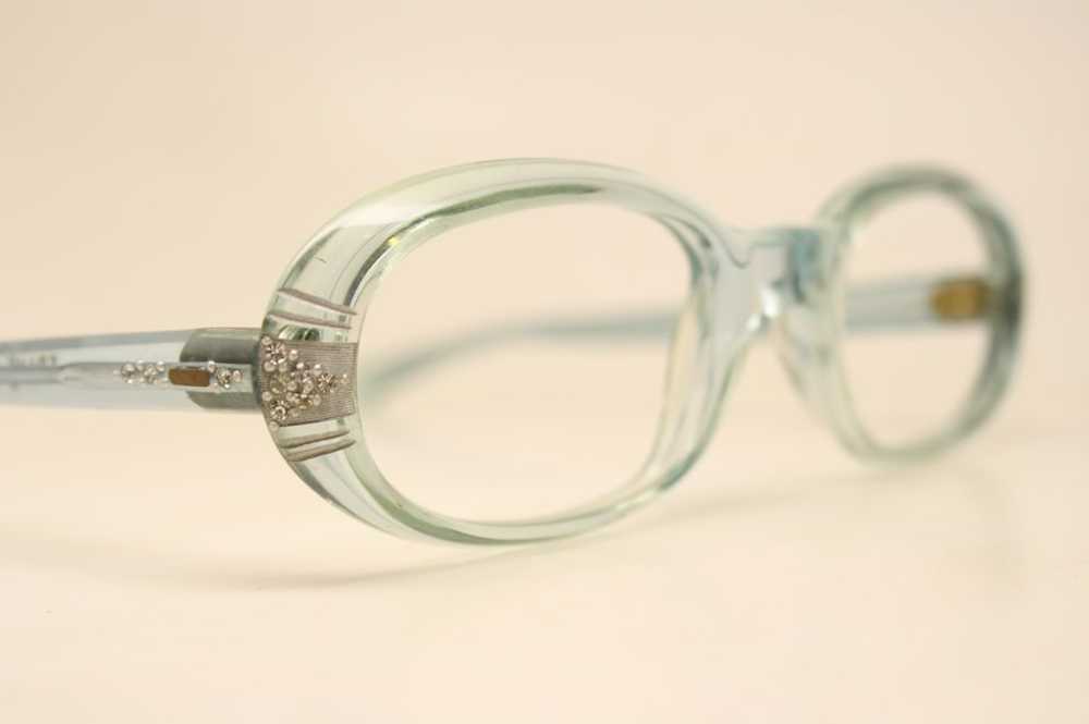 Unused Blue Oval Rhinestone 1960's Eyeglasses NOS - image 3