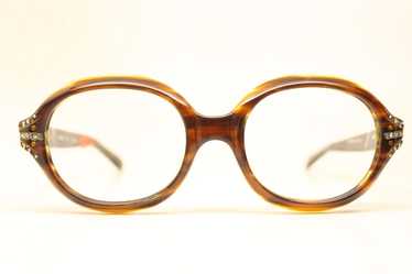 Unused Tortoise Oval Rhinestone 1960's Eyeglasses… - image 1