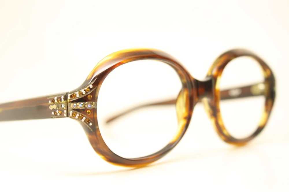 Unused Tortoise Oval Rhinestone 1960's Eyeglasses… - image 3