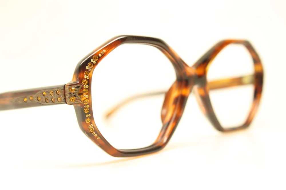Unused Unique Rhinestone 1960s Eyeglasses Tortois… - image 3