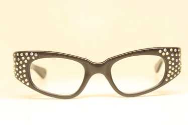 Unused Black Rhinestone cat eye frames vintage