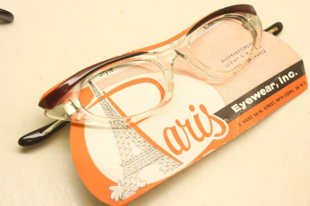 Small Red Clear Vintage Unused Cat Eye Glasses - image 2