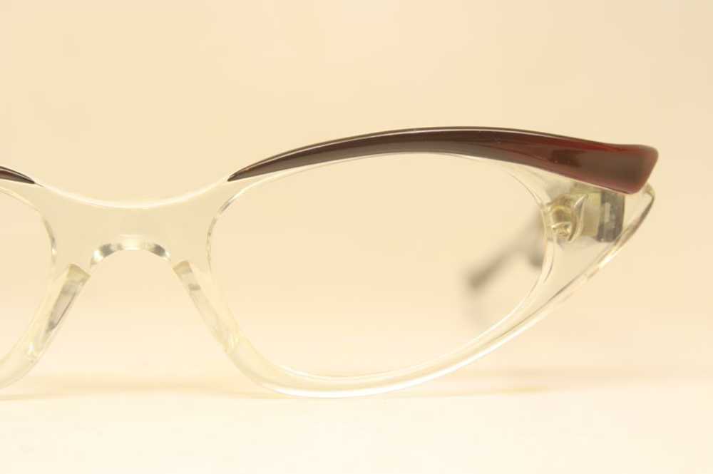 Small Red Clear Vintage Unused Cat Eye Glasses - image 3