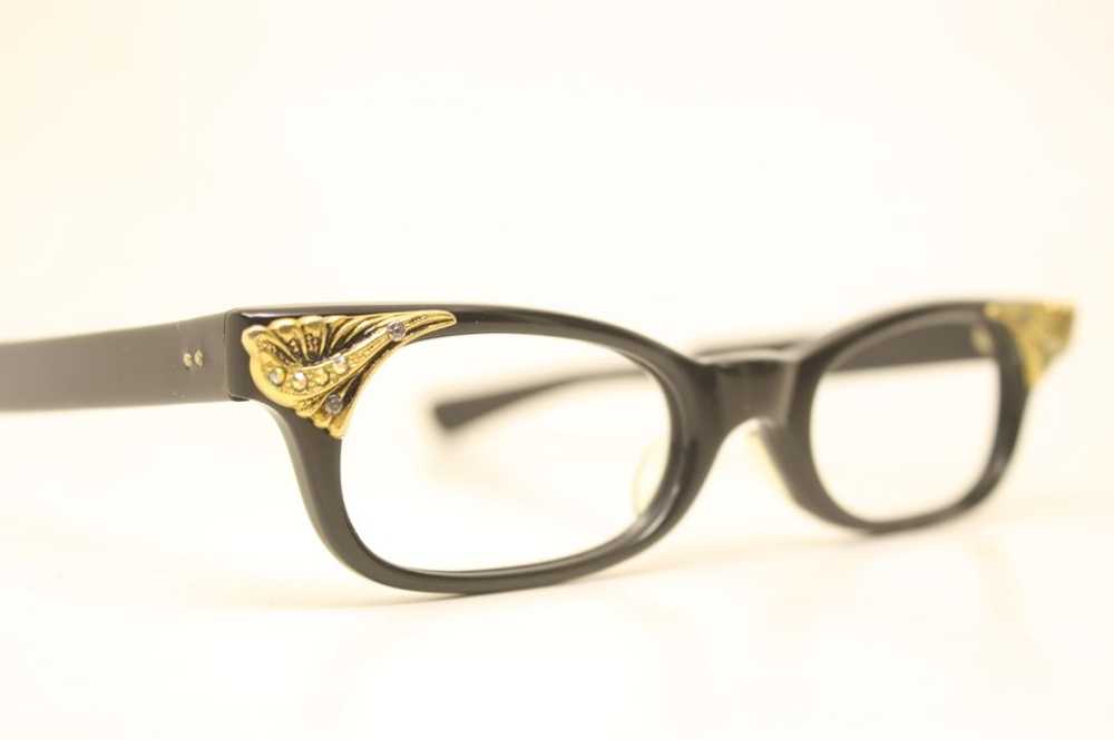 Unused Brown Rhinestone Cat Eye Glasses NOS - image 3