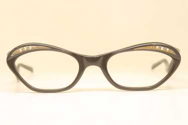 Unused Black Blue Rhinestone cat eye frames vinta… - image 1