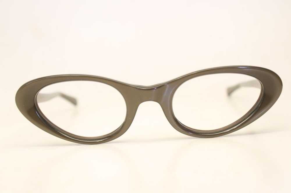 Unused Brown Vintage Cat Eye Glasses New Old Stock - image 1