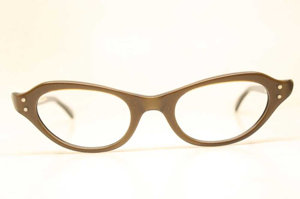 Unused Brown Cat Eye Glasses New Old Stock - image 1