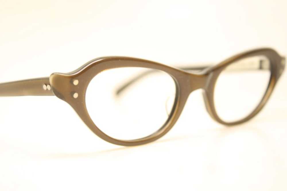 Unused Brown Cat Eye Glasses New Old Stock - image 3