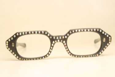 Unused Octagonal Rhinestone cat eye frames vintage - image 1