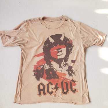 AC/DC Acdc Highway to Hell Album Cover Artwork Women's Distressed Vintage Fashion T-Shirt by Sandrine Rose