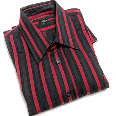 Hugo Boss Hugo Boss Satin Red Black Striped Shirt… - image 1