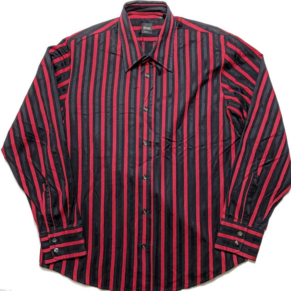 Hugo Boss Hugo Boss Satin Red Black Striped Shirt… - image 2