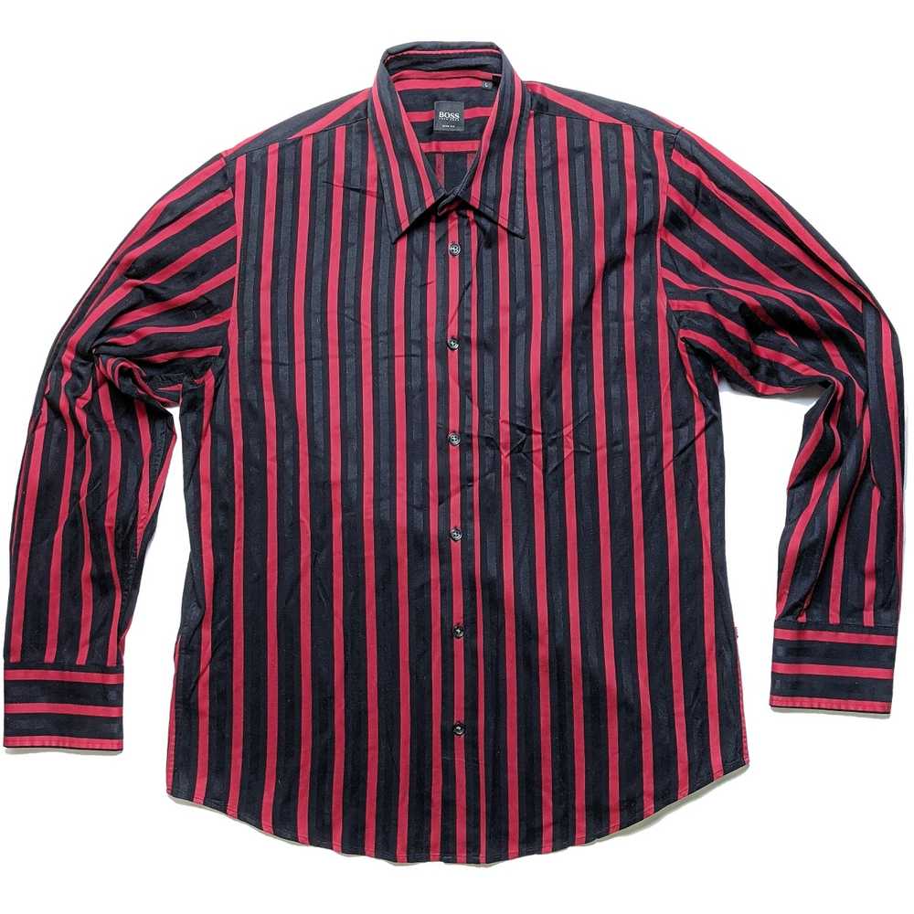 Hugo Boss Hugo Boss Satin Red Black Striped Shirt… - image 5