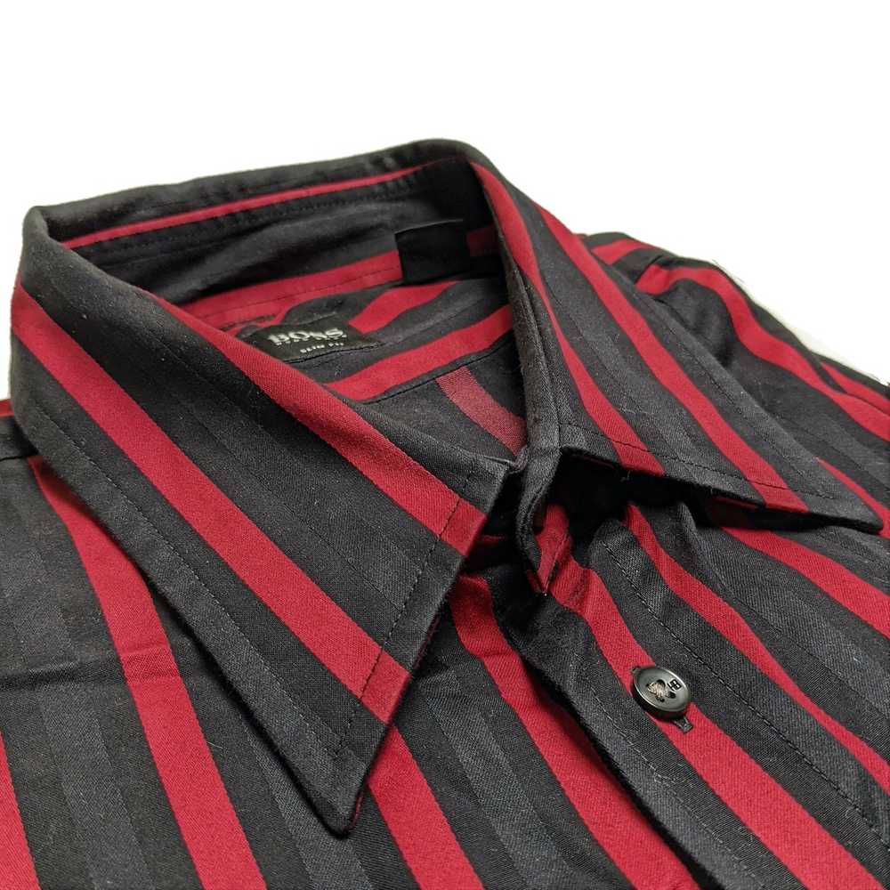 Hugo Boss Hugo Boss Satin Red Black Striped Shirt… - image 7