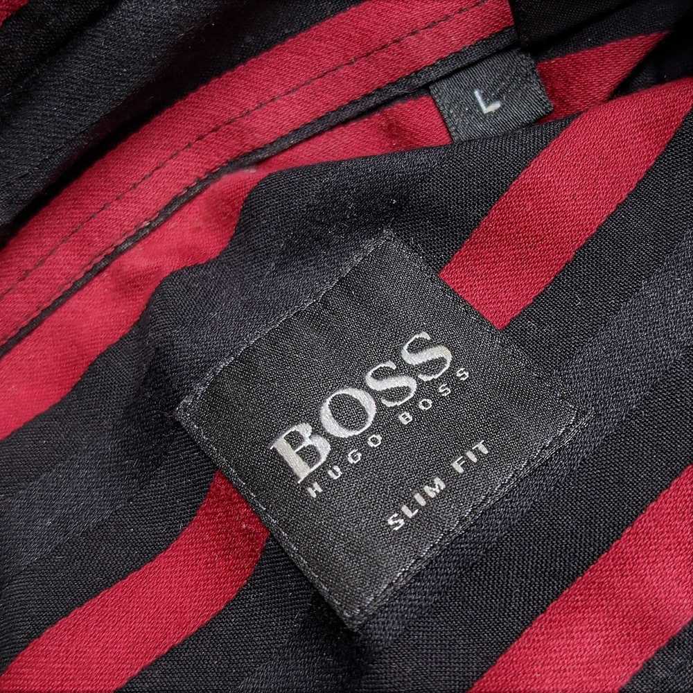 Hugo Boss Hugo Boss Satin Red Black Striped Shirt… - image 9