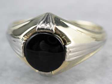 Retro Era Black Onyx Solitaire Ring - image 1