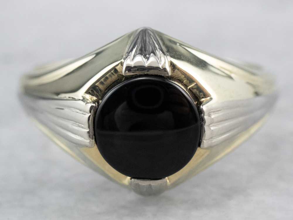 Retro Era Black Onyx Solitaire Ring - image 2