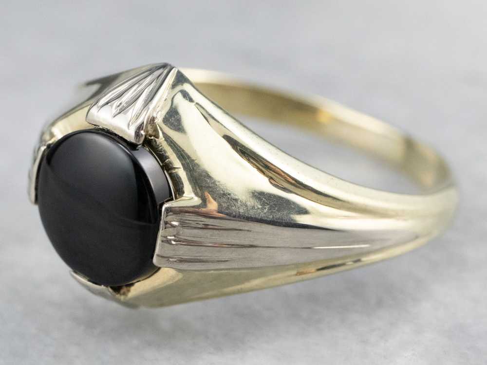Retro Era Black Onyx Solitaire Ring - image 4