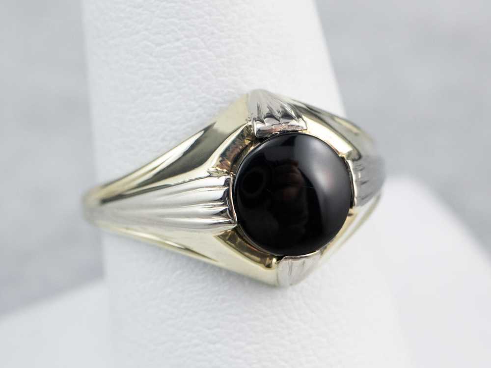Retro Era Black Onyx Solitaire Ring - image 7