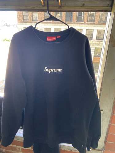 FW18 Large Supreme Split Arc Logo Crewneck Sweatshirt Mustard Yellow Blue