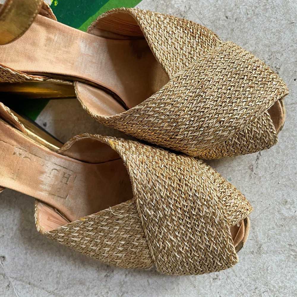 Late 30s early 40s Gold woven platform wedges - image 2