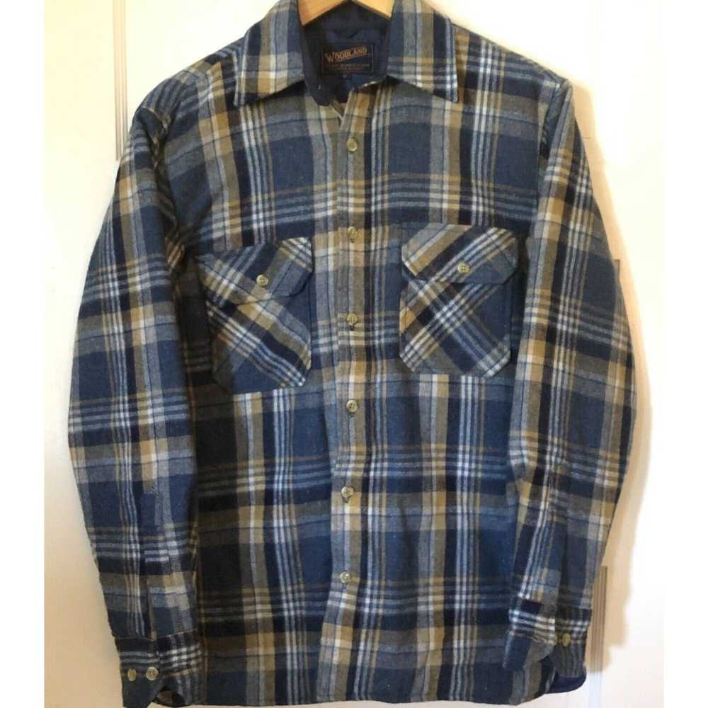 Woodlands Woodland Wool Blend Blue Tan Plaid Quil… - image 1