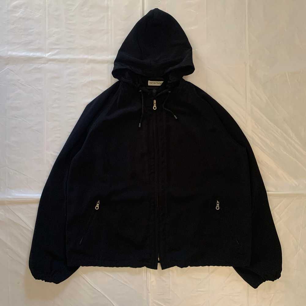 1990s Armani Loose Polyester Jacket with Hood - S… - image 1