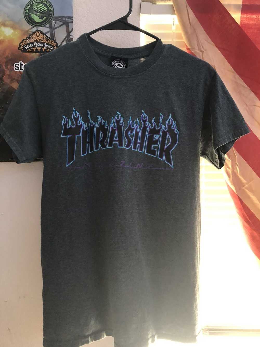 Thrasher Dark Grey Thrasher Flame Logo Tee - image 1