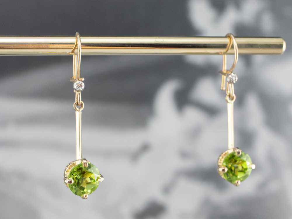 Peridot and Diamond Drop Earrings - image 10