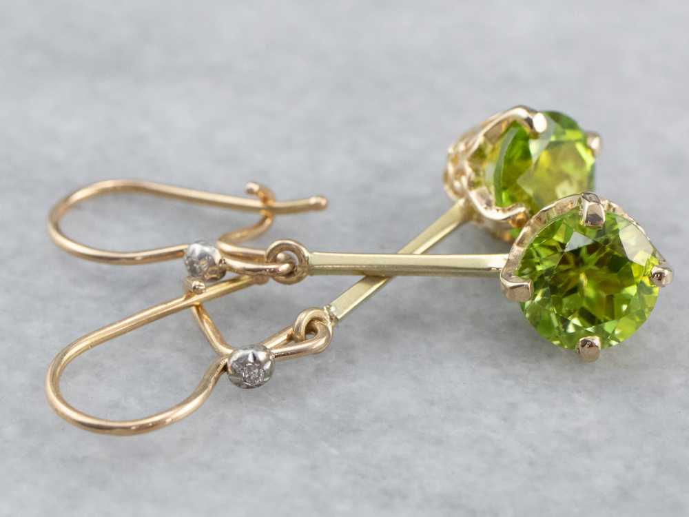 Peridot and Diamond Drop Earrings - image 1