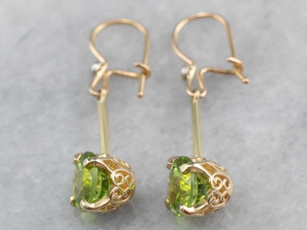 Peridot and Diamond Drop Earrings - image 3