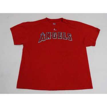 Majestic, Shirts, Mike Trout Xl Angels Mens Cream Red Sleeve Majestic 27 Throwback  Jersey