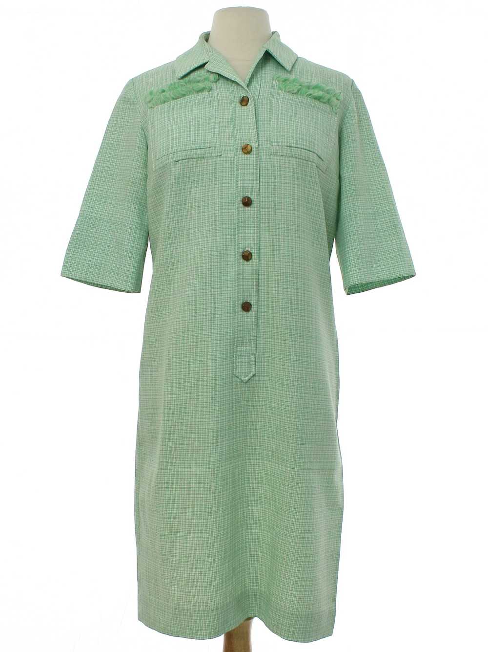 1970's Shirt Dresses Mod Knit Shift Dress - image 1