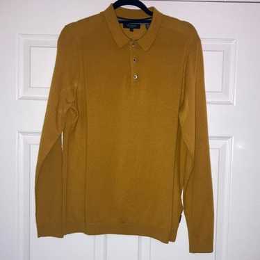 Ted Baker GOLD LONG SLEEVE POLO TOP - image 1
