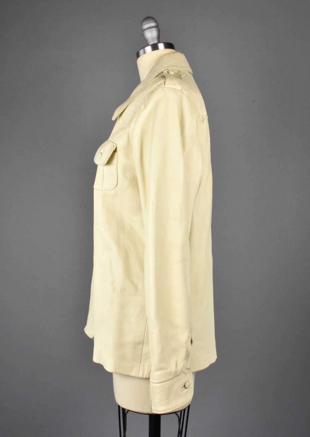 1970's Beige Leather Shirt Jacket by Karen Silton - image 3