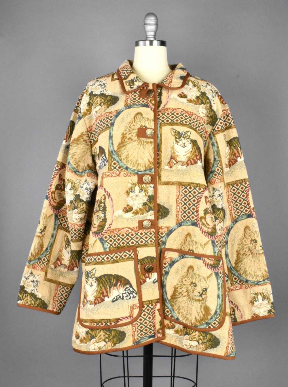 1980's Cat Tapestry Jacket - image 1