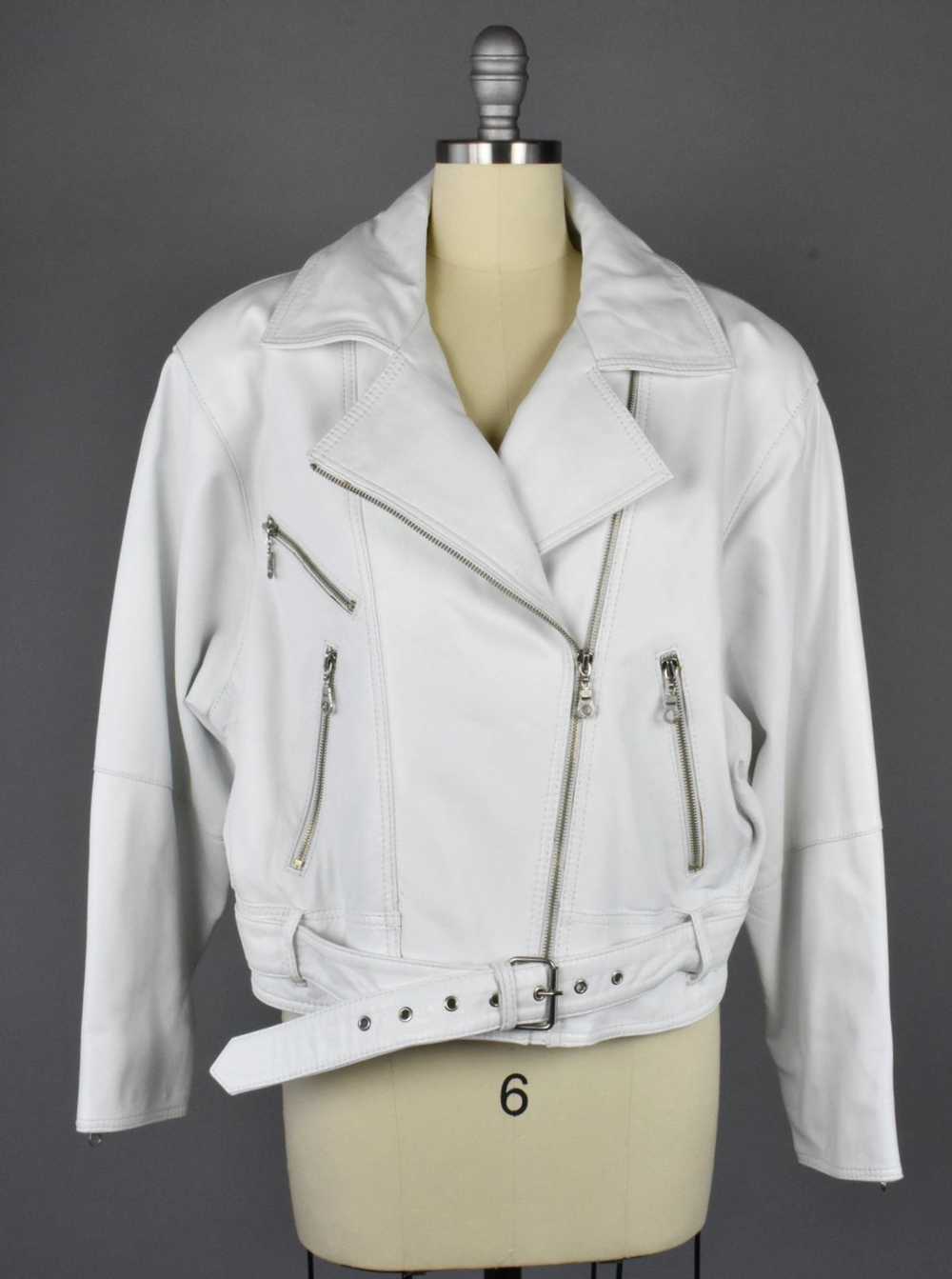 White Leather Motorcycle Jacket - image 1