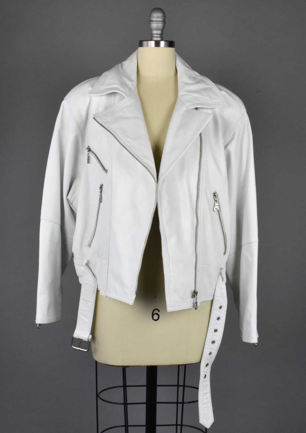 White Leather Motorcycle Jacket - image 2