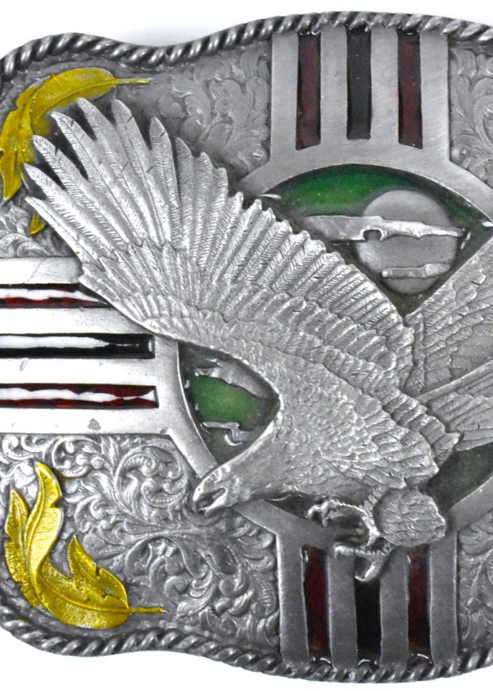 Eagle and Zia Symbol Belt Buckle - Made in the US… - image 2