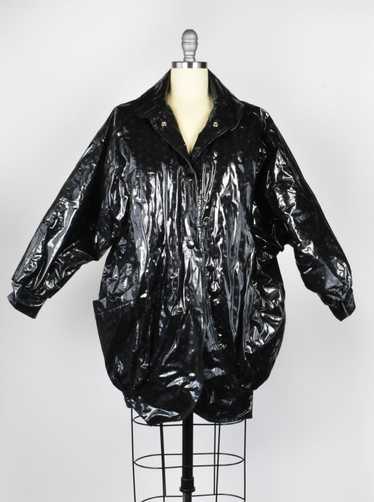 1980's Puffy Black Raincoat by Avon Fashions