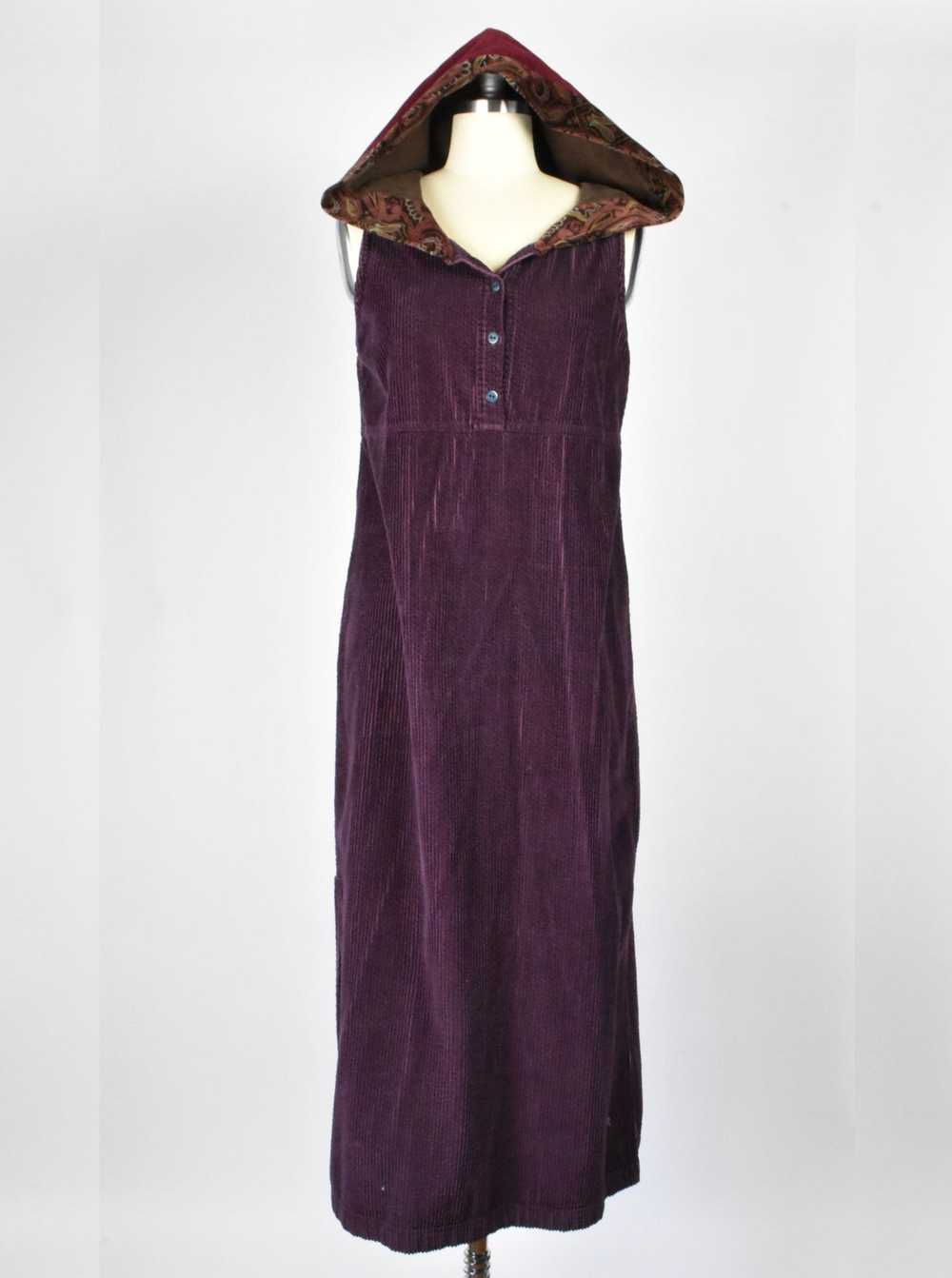 1990's Sleeveless Corduroy Dress with Hood - image 1