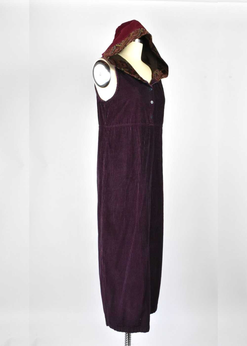 1990's Sleeveless Corduroy Dress with Hood - image 3