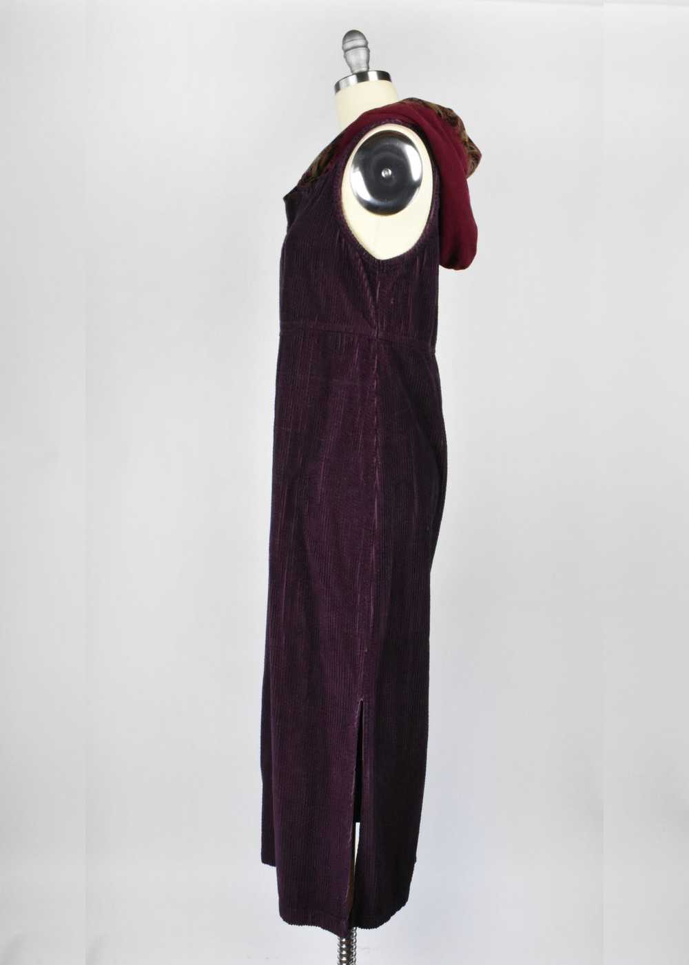 1990's Sleeveless Corduroy Dress with Hood - image 4