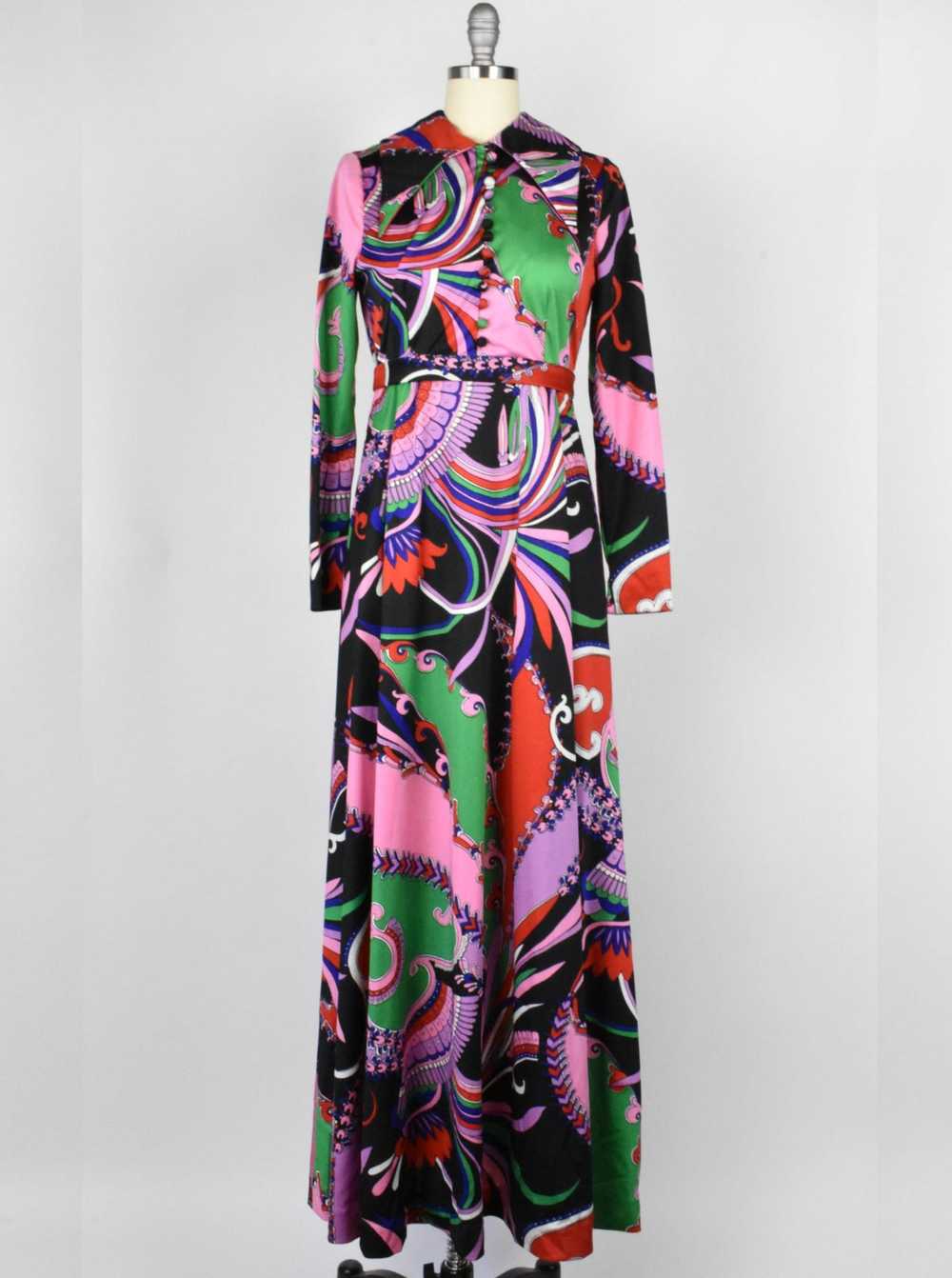 1970's Psychedelic Print Maxi Dress by Don Luis d… - image 1