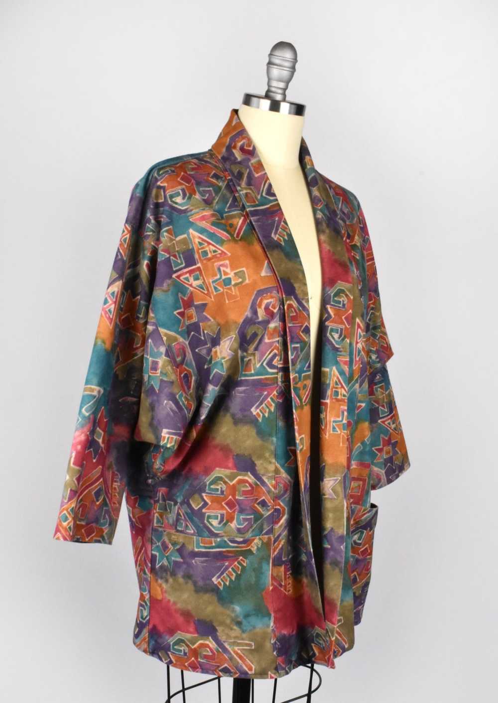 Abstract Southwestern 80's Blazer with Dolman Sle… - image 3